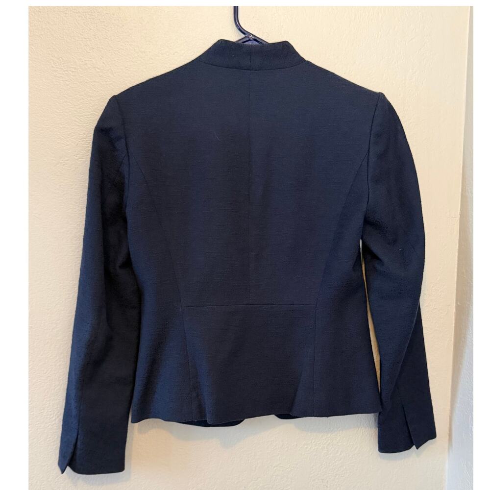 Women's Loft Navy Blazer One Button Work Office Suit Jacket Coat Sz 2 - Picture 2 of 5